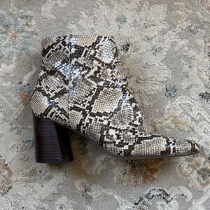 Bella Vita Brown and White Snakeskin Ankle Boots